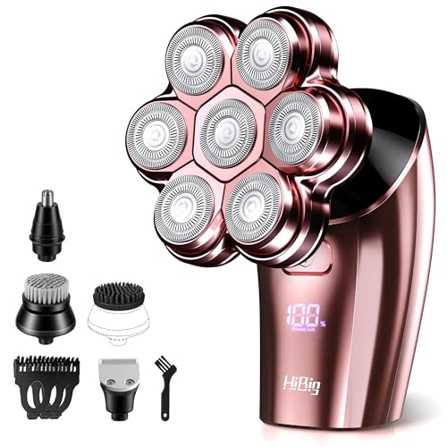 Electric Razors for Women Legs : 5-in-1 Rechargeable Body Shaver, 7D Wet & Dry Bikini Trimmer, IPX7 Waterproof Lady Hair Remover for Face Underarms Pubic, Rose Pink