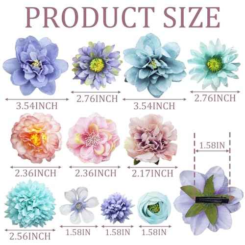 23 PCS Flower Hair Clip for Women Pink Purple Floral Hair Barrettes for Girls Rose Bride Barre Hair Accessories for Wedding