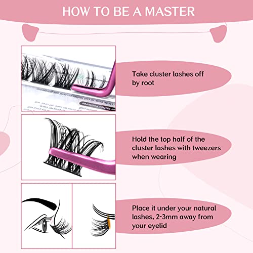 Cluster Lashes, 72 Pcs Individual Lashes, Lash Clusters DIY Eyelash Extension, Super Thin Band Reusable Soft & Comfortable (Pearl-D-12mm)