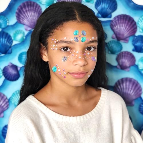 Mermaid Face Gems Stickers, Pearl & Shell Jewels for Parties
