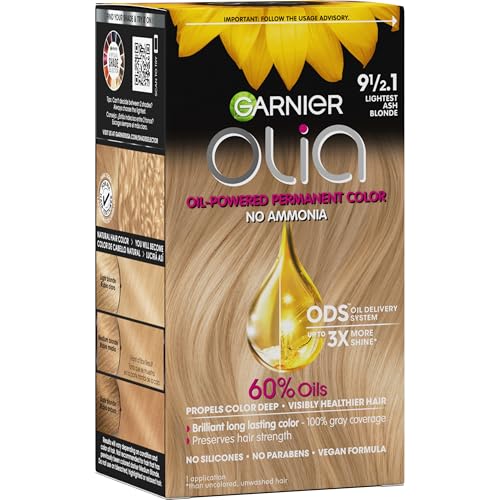 Garnier Olia Hair Color Light Ash Blonde 9 1/2.1, Ammonia-Free Permanent Hair Dye
