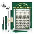 KEYYOULASH Manga Lash Clusters Kit 8-18mm Eyelash Clusters Kit DIY Lash Extension Kit Natural Fairy Cluster Lashes with Lash Bond Seal Remover Applicator Soft Thin Band(MG03)