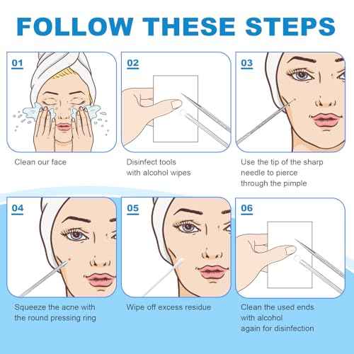 Stainless Steel Blackhead Remover, Pimple Extractor, Pimple Popper, Comedone Extractor, Surgical Grade Acne Treatment Tool, 3rd Generation Blemish Removal Kit for Face, Nose, T-Zone, 2Pcs