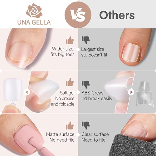 UNA GELLA 312Pcs Toe Nail Tips Squoval 15 Sizes A05-Square Round