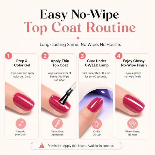 Beetles No Wipe Gel Top Coat 15ml - Clear Soak Off