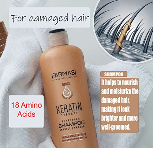 FARMASi Keratin Theraphy Repairing Shampoo for Dry and Damaged Hair 360 ml / 12.2 fl.oz