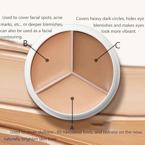 Tri-Color Concealer Make Up Foundation for Dark Skin - Full Coverage Cover Spots Acne Marks Highlight Contours - Waterproof Long Lasting Palette