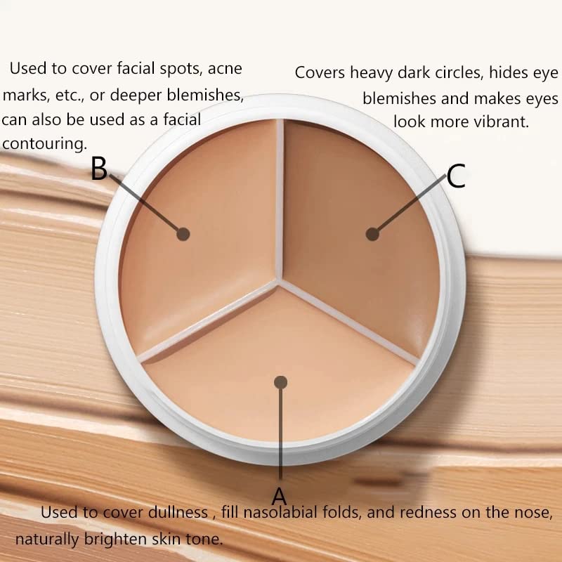GCDAT Tri-Color Concealer Palette for Dark Skin - Full Coverage, Waterproof & Long Lasting