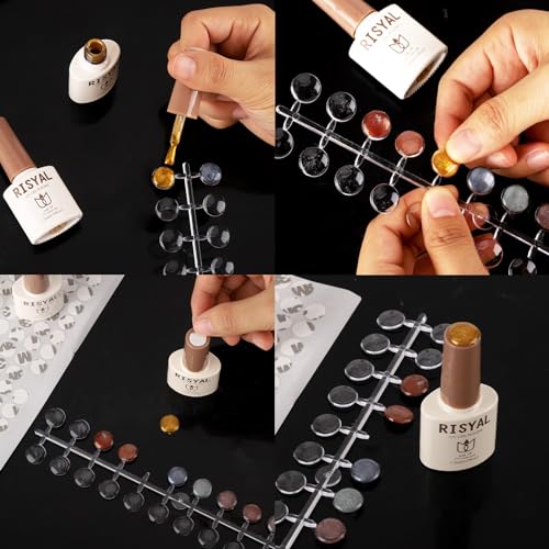 720 Pcs Nail Polish Swatch Dots Round False Nail Display Tips Transparent Nail Art Color Display Chart with Adhesive Sticker for Nail Polish Training Practicing