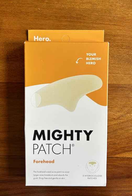 Mighty Patch Hero Cosmetics Forehead Patch - Hydrocolloid Acne Pimple Patch, Contoured to Cover Larger Area of Zits and Blemishes - Drug-Free and Suitable for Sensitive Skin (5 Count) (Pack of 2)