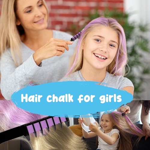 Magicat Hair Chalk Comb Set – 10 Washable Colors + Hair Ties