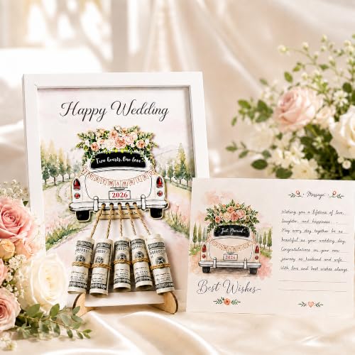 Wedding Cash Gift Holder with Card & Stand | Happy Wedding Money Holder
