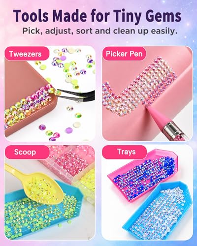 Bedazzling Kit 50,000 Rhinestones - 40 Colors with Glue & Tools