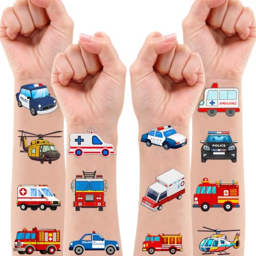 96 PCS Emergency Vehicle Temporary Tattoos - Party Favors