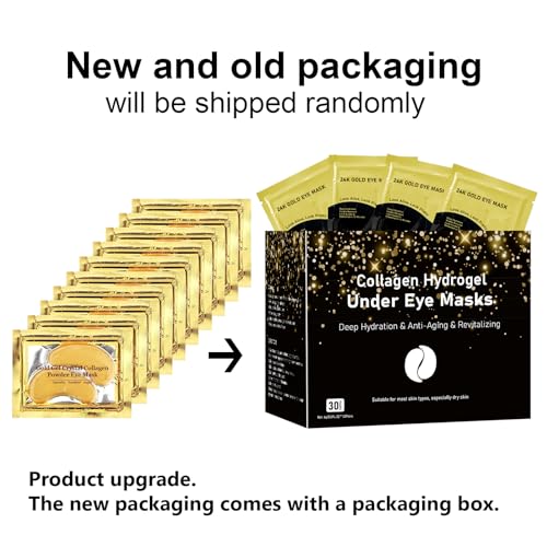 Adofect 24K Gold Under Eye Patches - 30 Pairs for Dark Circles