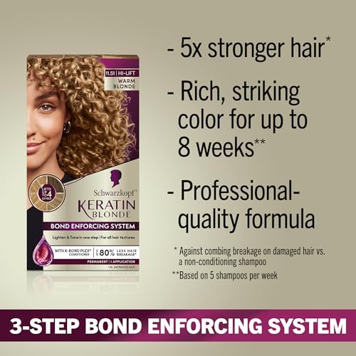 Schwarzkopf Keratin Blonde Hair Dye, 11.51 High Lift Warm Blonde, Professional Quality Permanent Hair Color, Bond Enforcing System, Pre-Color Serum & Conditioner Included