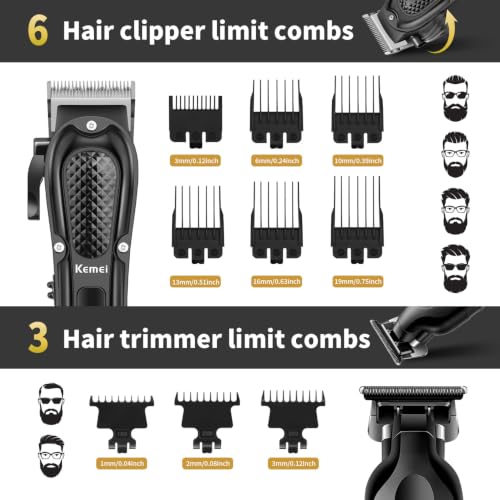 KEMEI 3-in-1 Cordless Hair Clippers Beard Trimmer Foil Shaver Set