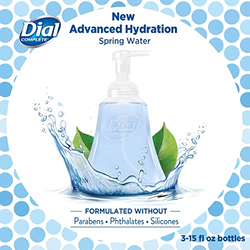 Dial Complete Anti-Bacterial Advanced Hydration Foaming Hand Wash, Spring Water, 45 fl oz (3-15 fl oz bottles)