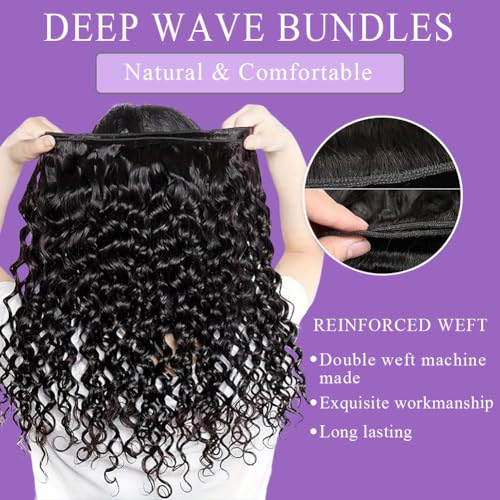 Brazilian Deep Wave Hair Bundles 22 Inch - 12A Virgin Human Hair