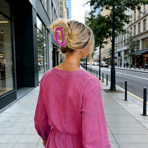 4Pcs Pink Clear Large Hair Claw Clips for Thick Hair
