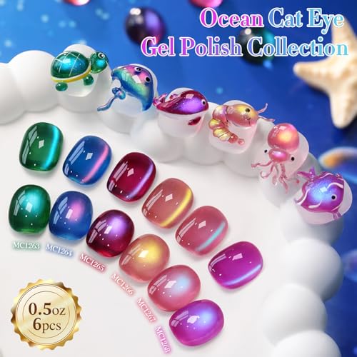 Double Rhythm Cat Eye Gel Nail Polish Kit with Magnet - Glass Galaxy Green