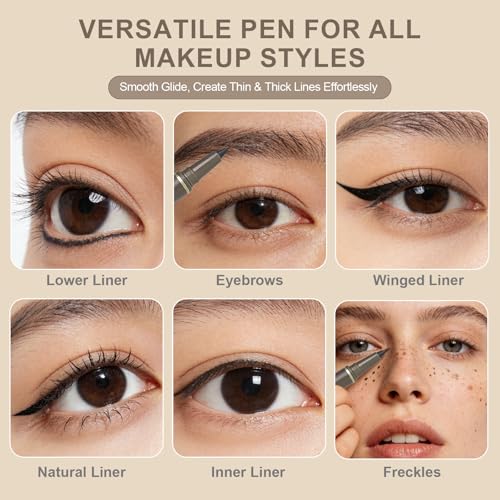 Ultra Thin Liquid Eyeliner Felt Tip 0.01mm Waterproof Black 2pcs