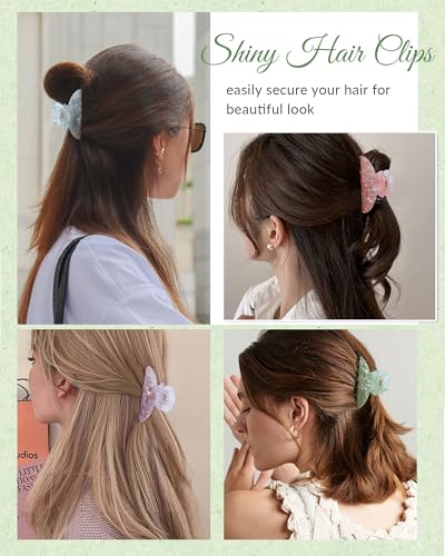 ACECHA 4-Pack Cute Acrylic Claw Clips for Women - Strong Hold