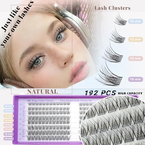 DIY Wispy Lash Clusters Natural Eyelash Extensions - Mink-Like Fibers, 10-16mm
