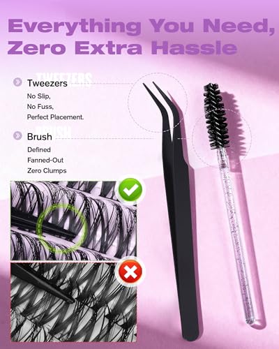 EYDEVRO Flora Lash Clusters Kit - DIY Eyelash Extensions with Bond & Tools