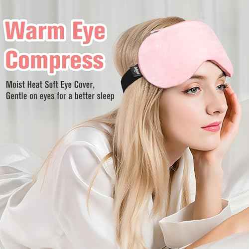 Heated Eye Mask Warm Compress for Eyes, Soothing Weighted Eye Mask for Sleeping, Microwave Moist Heating Pad Hot Compress for Eyes Relaxation, Reusable Sleep Mask for Home, Office (Pink)