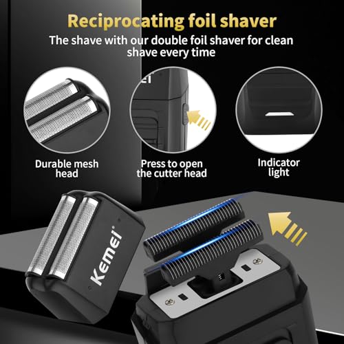 KEMEI 3-in-1 Hair Clipper, Beard Trimmer & Foil Shaver Kit