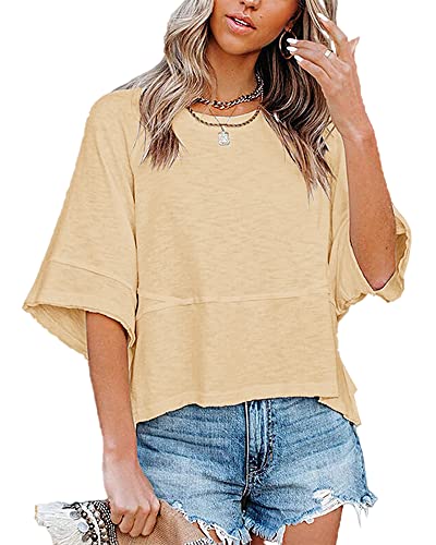 Sovelen Women's Summer Casual Crewneck Batwing T-Shirt