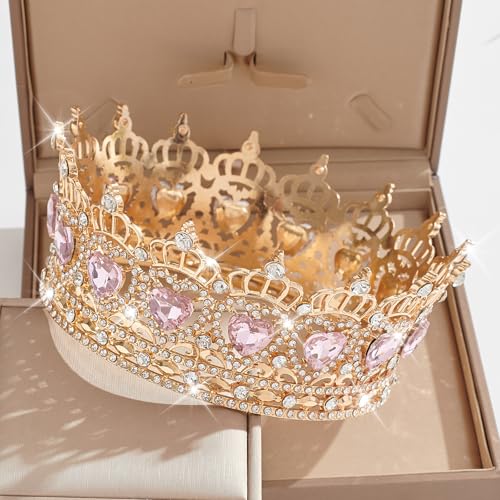 Queen Crown Wedding Rhinestone Heart Tiara for Bridal & Party Hair Accessories
