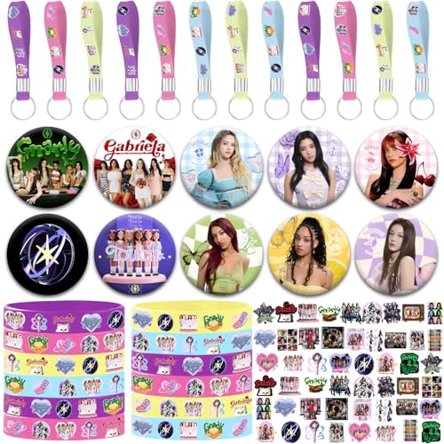86 Pcs Pink Purple Birthday Party Supplies Set - Keychains, Bracelets, Stickers