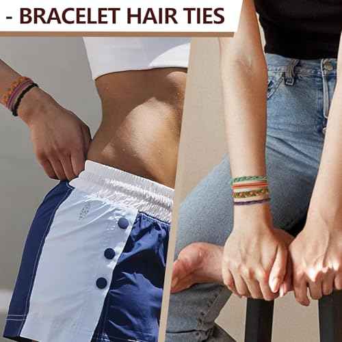 Boho Hair Ties 48pcs,Hair Accessories for Women, Hair Tie Bracelets,Ponytail Holders for Girls with Thick and Thin Hair,Soft Dual-Use No-Damage Ties,Mother's Day, Valentine's Day, Christmas gifts