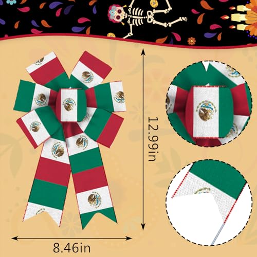 Estivaux Cinco de Mayo Bandera Flag Wreath Bows - 2 Pcs Farmhouse Decor
