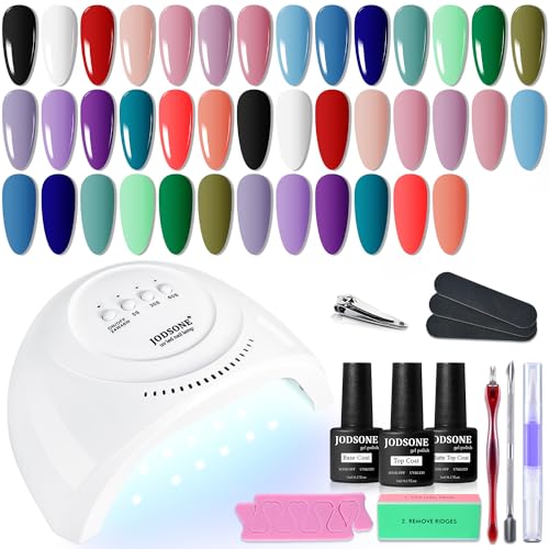 JODSONE KIT-15 33 Pcs Gel Nail Polish Kit with UV Lamp, Base/Top Coat, 20 Colors, Manicure Tools