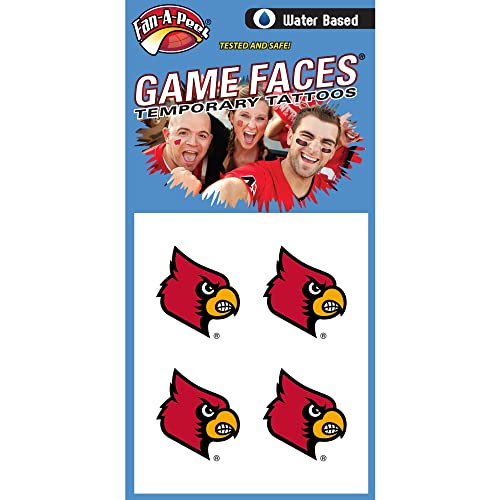 NCAA Louisville Cardinals Temporary Tattoos 4pk