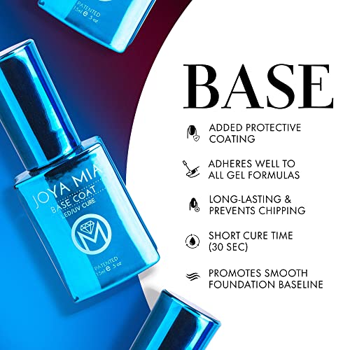 JOYA MIA - Base Coat Gel Polish, Gel Base Coat for Acrylic & Gel Nails, Super Adhesive Base Coat Gel Nail Polish, Soak Off Gel Polish for Professional & DIY Manicure, 15 mL