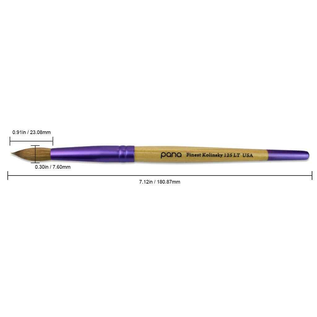 Pana USA Acrylic Nail Brush100% Pure Kolinsky Hair New Limited Edition Beige Purple Wood Handle with Purple Ferrule Round Shaped Style (Size # 12)