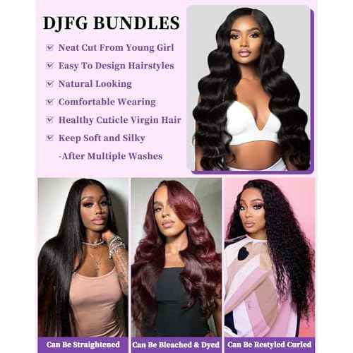Body Wave Bundles Human Hair 26 Inch 12A Human Hair Bundles Real 100% Raw Unprocessed Brazilian Virgin Sew in Quick Weave Natural Black Deals Thick Hair Extensions