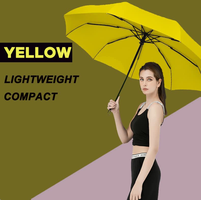 SIEPASA Windproof Travel Compact Umbrella-Automatic Umbrellas for Rain-Compact Folding Umbrella, Travel Umbrella Compact, Small Portable Windproof Umbrellas for Men Women Teenage. (Yellow)