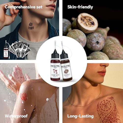 Temporary Tattoo Kit - 14 Bottles Color Temporary Tattoo Ink with 75 Pcs Stencils, DIY Fake Tattoos - Suitable for Adults, Teens, Women, Men & Art Painting Party