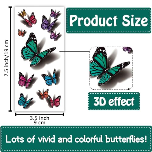 Cerlaza 78 Temporary Tattoos for Women - Butterfly & Flower Designs
