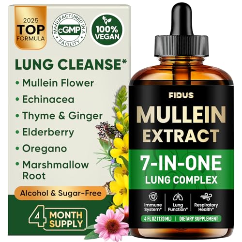 Mullein Drops for Lung Health with 7 Herbs - 120 Servings