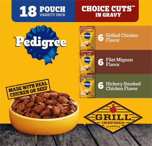 Pedigree Choice Cuts In Gravy Adult Soft Wet Dog Food 18-Count Variety Pack, 3.5 oz Pouches