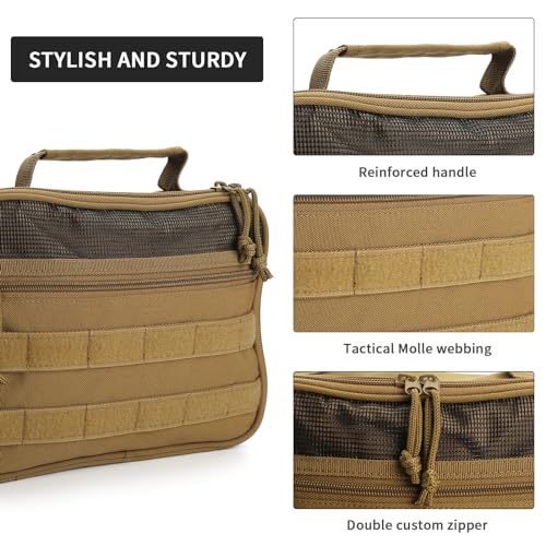 SUNRISING Tactical Toiletry Bag for Men,Men's Travel Toiletry Bag,Hanging Toiletry Bag Organizer Dopp Kit, Shaving Bag£¬Toiletries Shower Hygiene Bathroom Bag for Essentials Short Trips Camping - Khaki
