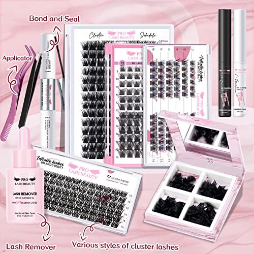 Lash Clusters 180 Pcs Cluster Lashes DIY Individual Lashes Fluffy Cluster Eyelash Extension Eyelash and Mirror 2 in 1 Easy to Apply at home Lashes (Tender,D-10-16mix)