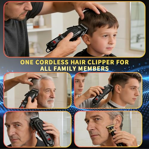LQT Cordless Hair Clippers & T-Blade Trimmer Set - Two-Piece Home Barber Kit