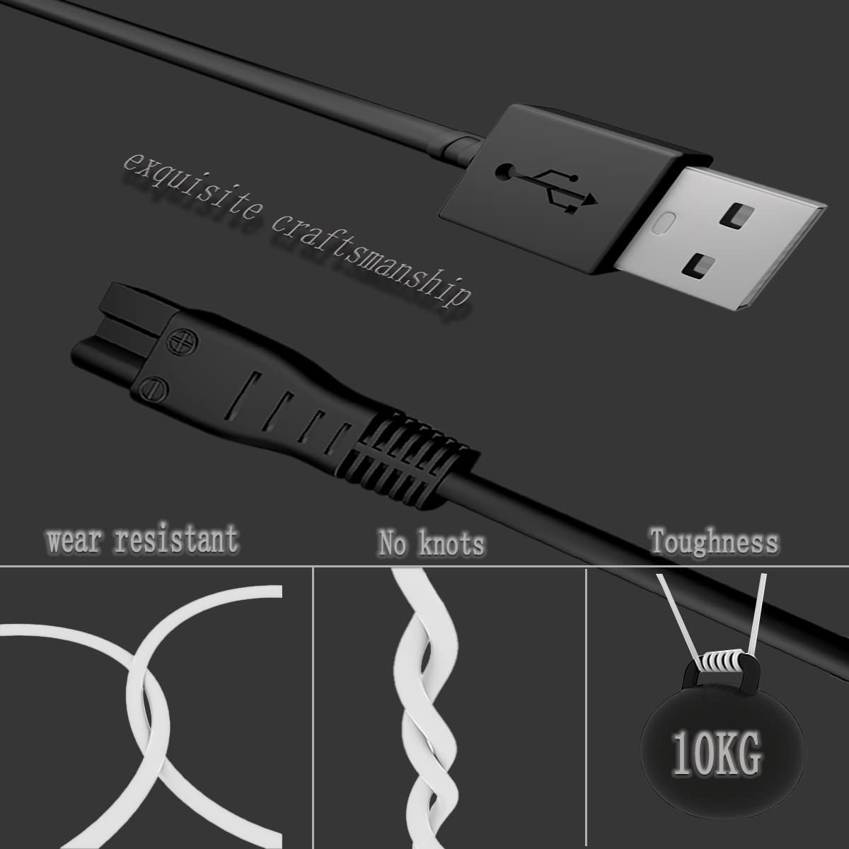 JUPSDDTH Replacement Cord for Meridian Grooming Charger | Power Cord for Meridian Shaver Charger | Adapter Charger Cable for Meridian Trimmer Charger